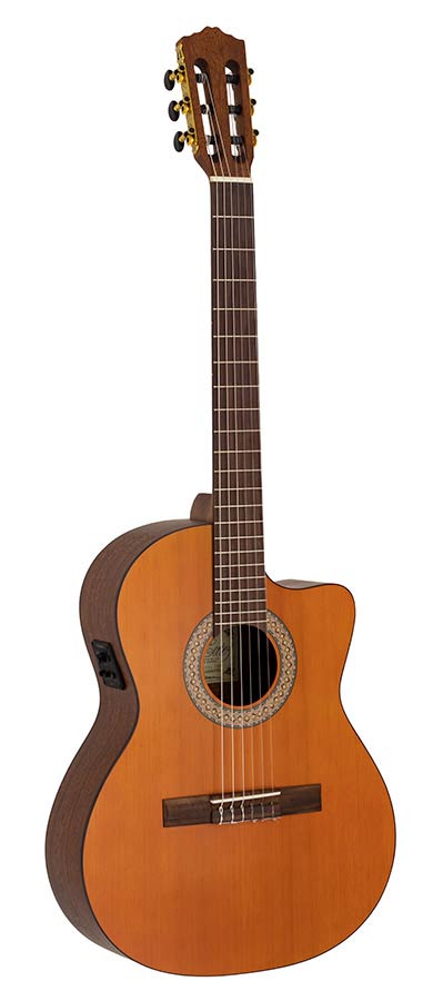 Salvador Cortez Luna CST Chitarra classica amplificata a spalla mancante con cassa stretta